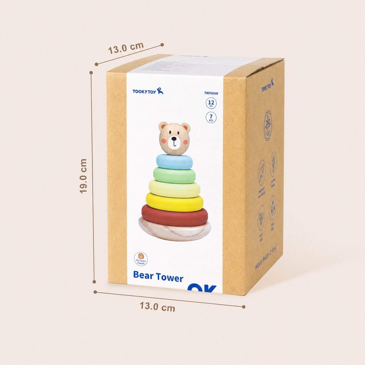 Apilador Osito Montessori de Madera │ Motricidad Fina +12 Meses