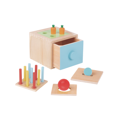 Caja Educativa Montessori 4 en 1 │ Juguete de Madera +12 Meses