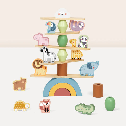 Animales Apilables Montessori de Equilibrio │ Madera +18 Meses