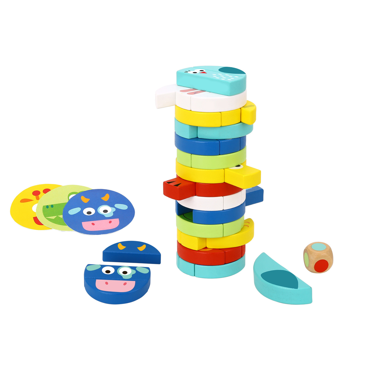Juego de Apilamiento Animales Montessori │ Jenga Familiar │ Madera +3 Años