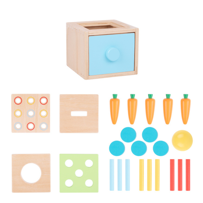 Caja Educativa Montessori 4 en 1 │ Juguete de Madera +12 Meses
