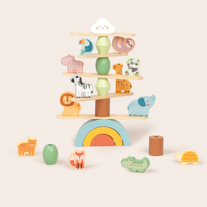 Animales Apilables Montessori de Equilibrio │ Madera +18 Meses