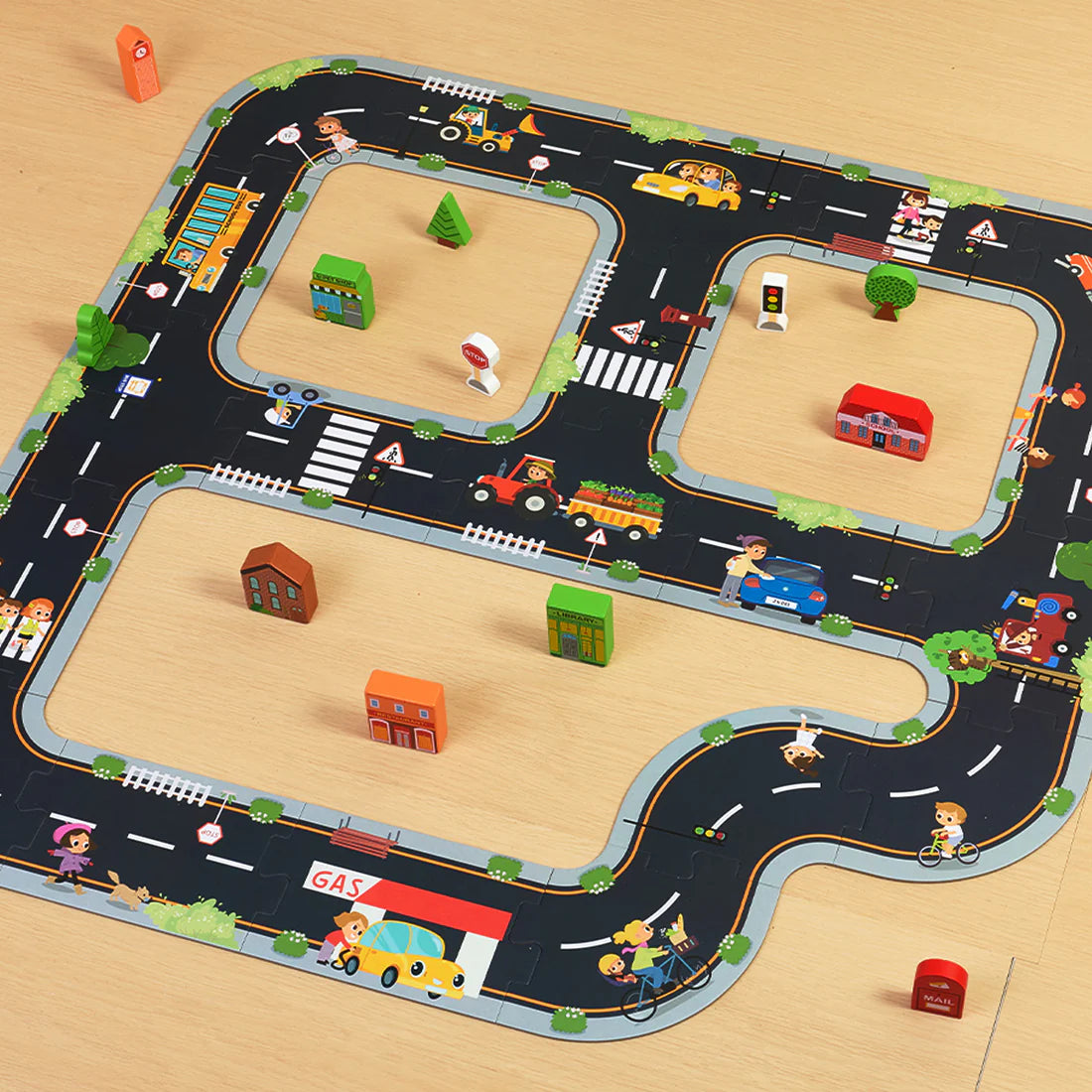 Puzzle de Ciudad Montessori │ Pista de Coches │ Cartón +3 Años
