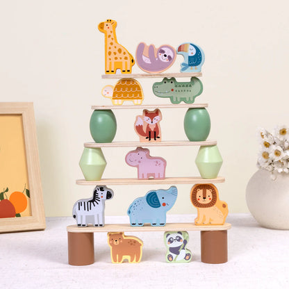 Animales Apilables Montessori de Equilibrio │ Madera +18 Meses