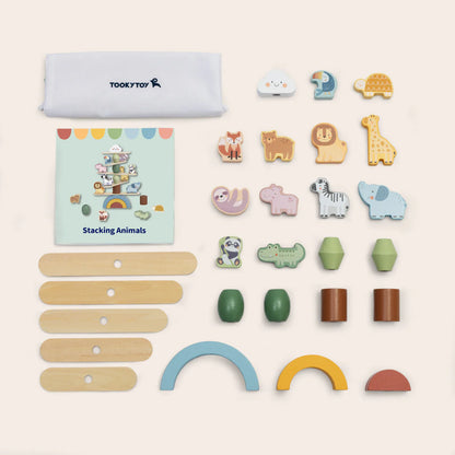 Animales Apilables Montessori de Equilibrio │ Madera +18 Meses