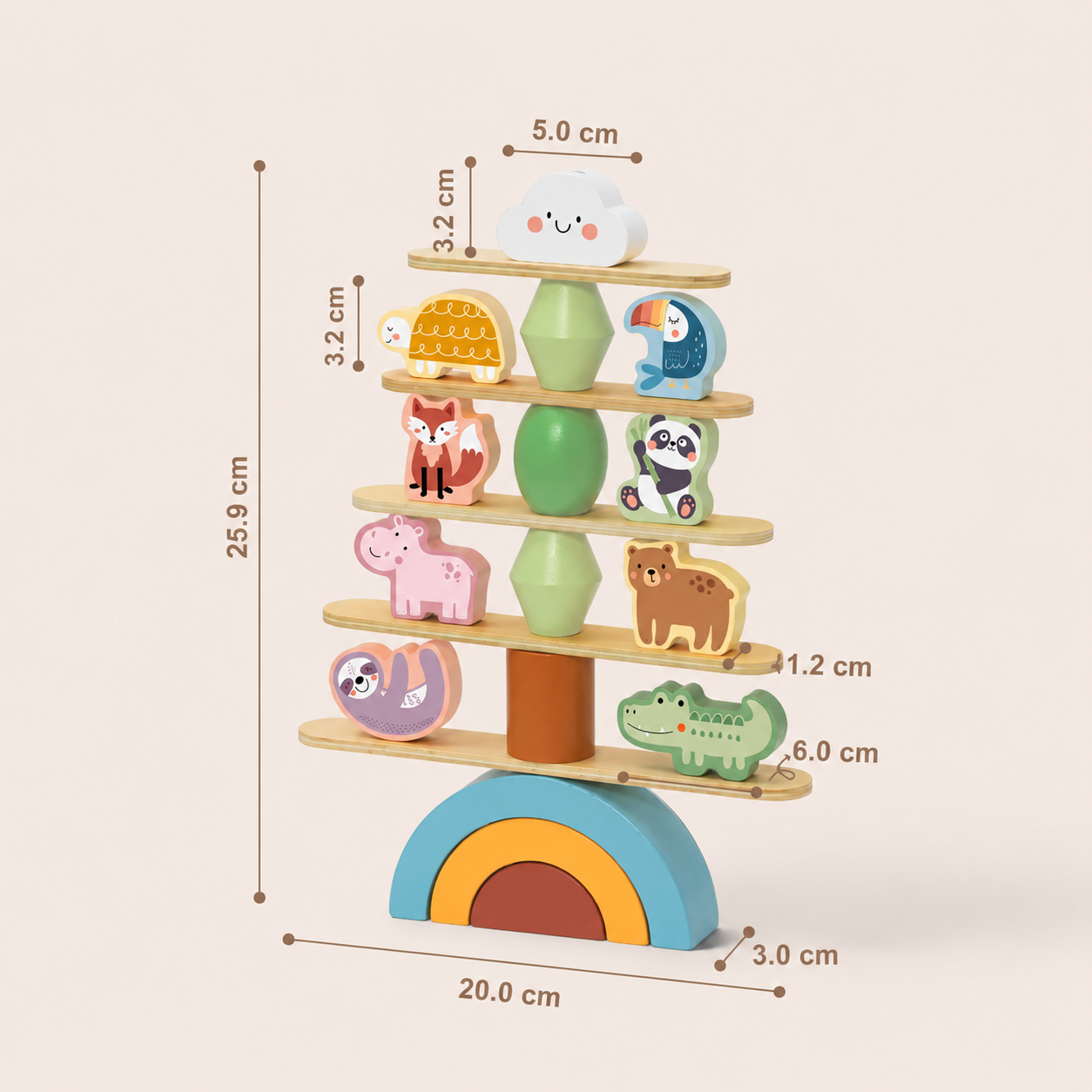 Animales Apilables Montessori de Equilibrio │ Madera +18 Meses