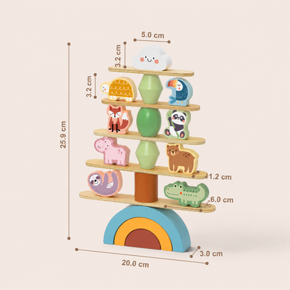 Animales Apilables Montessori de Equilibrio │ Madera +18 Meses